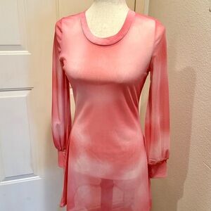 NWT Luv Betsy by Betsy Johnson Sheer Pink Long Sleeve Dress SZ S